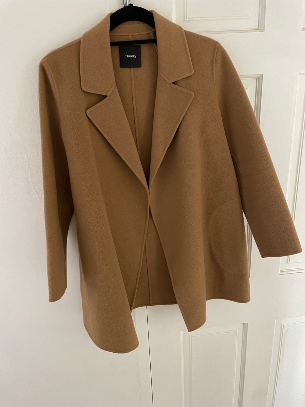 Theory Camel wool cashmere blend Open-Front Blazer Jacket